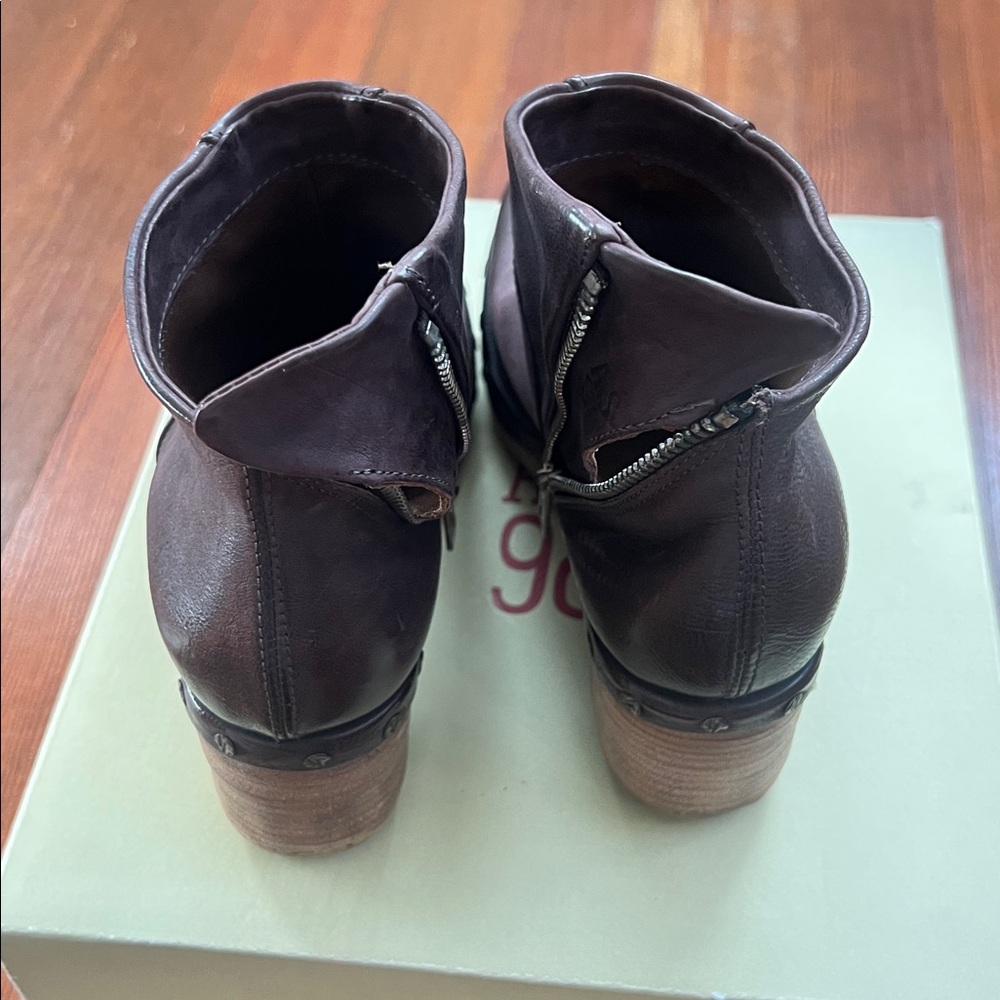 A.S.98 Women's Eggplant Savina Leather Wedge Boots - Picture 6 of 6